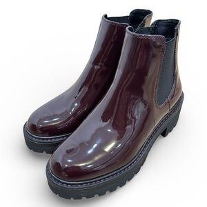 Limelight Chunky Chelsea Rain Boots Waterproof Sz 8 Burgundy Wine Lug Sole NWOB